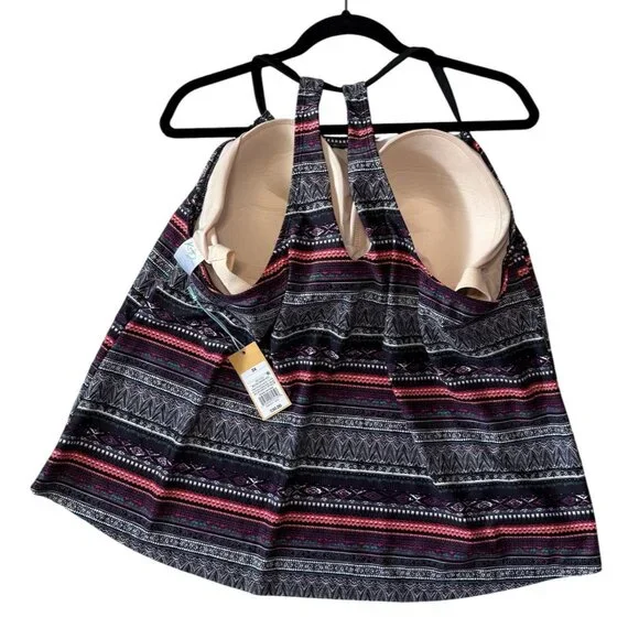 Kona Sol RacerBack Tankini Top Womens 3X Multicolor Beach Pool Plus Size NWT - Picture 5 of 7